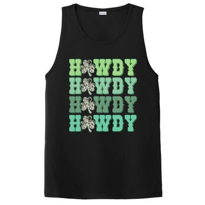 Retro Cowhide Western Howdy St Patricks Day Irish Shamrock PosiCharge Competitor Tank