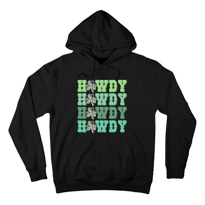 Retro Cowhide Western Howdy St Patricks Day Irish Shamrock Tall Hoodie