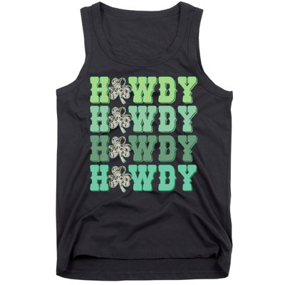 Retro Cowhide Western Howdy St Patricks Day Irish Shamrock Tank Top