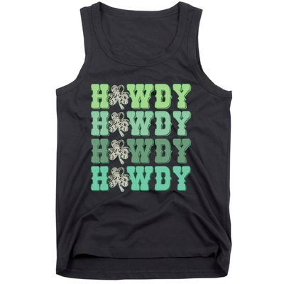 Retro Cowhide Western Howdy St Patricks Day Irish Shamrock Tank Top