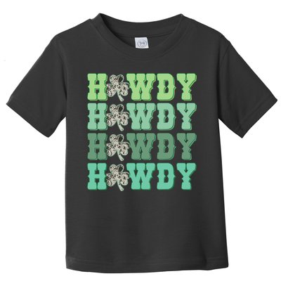Retro Cowhide Western Howdy St Patricks Day Irish Shamrock Toddler T-Shirt
