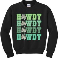 Retro Cowhide Western Howdy St Patricks Day Irish Shamrock Kids Sweatshirt