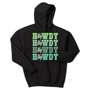 Retro Cowhide Western Howdy St Patricks Day Irish Shamrock Kids Hoodie