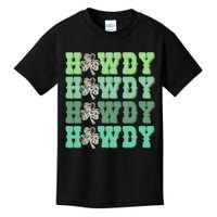 Retro Cowhide Western Howdy St Patricks Day Irish Shamrock Kids T-Shirt