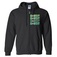 Retro Cowhide Western Howdy St Patricks Day Irish Shamrock Full Zip Hoodie