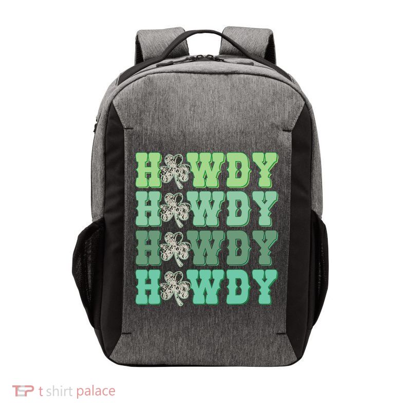 Retro Cowhide Western Howdy St Patricks Day Irish Shamrock Vector Backpack