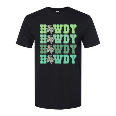 Retro Cowhide Western Howdy St Patricks Day Irish Shamrock Softstyle CVC T-Shirt