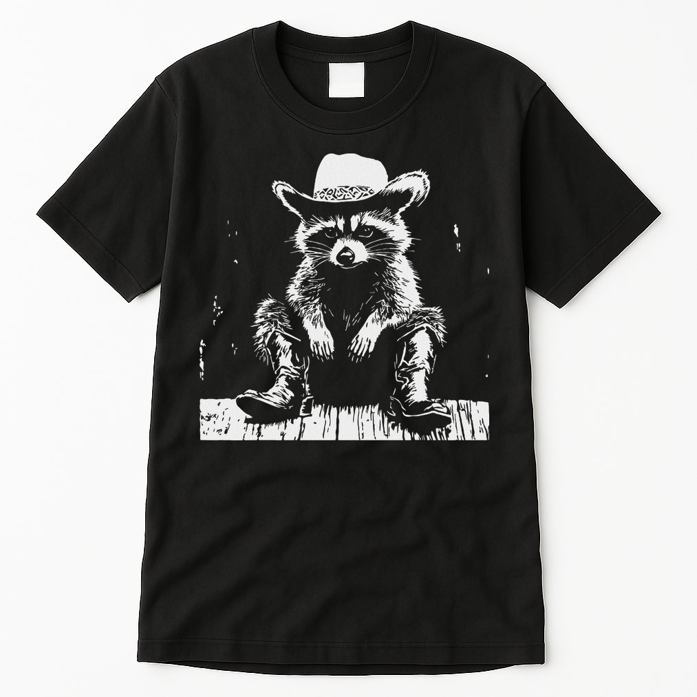 Raccoon Cowboy Western Tall T-Shirt
