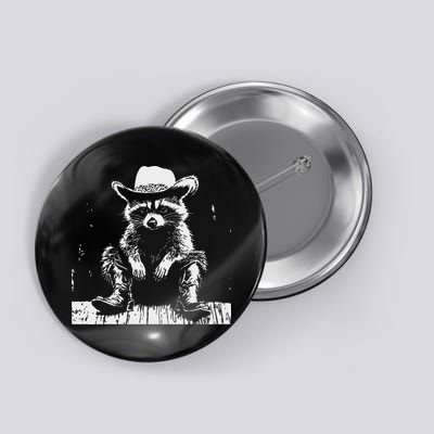 Raccoon Cowboy Western Button