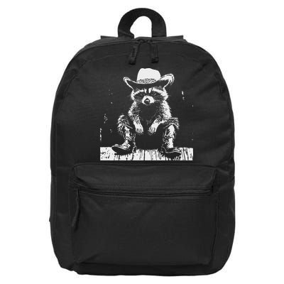 Raccoon Cowboy Western 16 in Basic Backpack