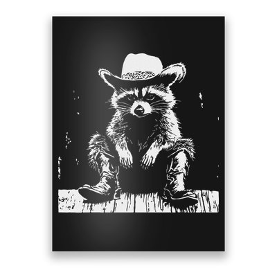 Raccoon Cowboy Western Poster