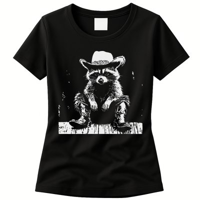 Raccoon Cowboy Western Womens T-Shirt