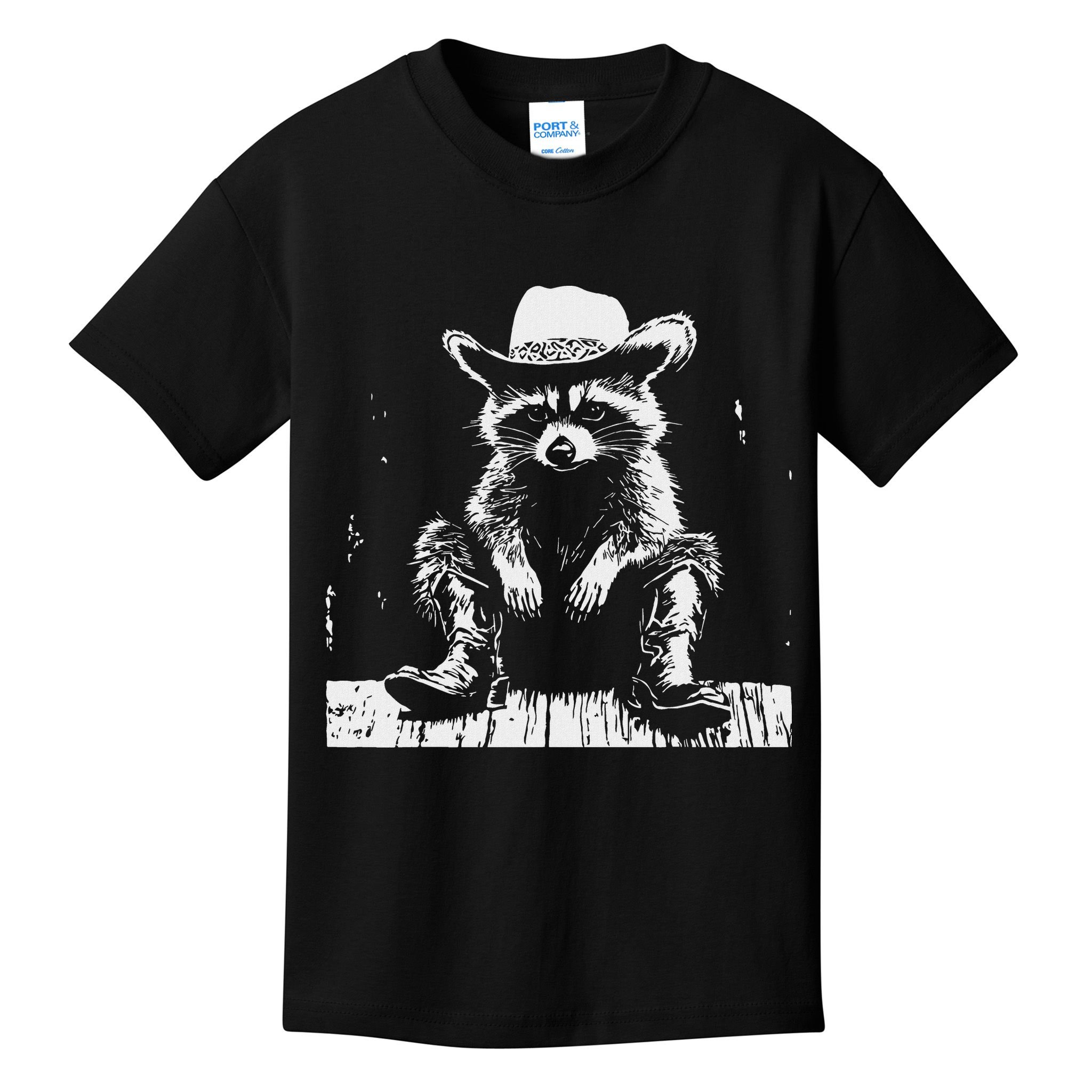 Raccoon Cowboy Western Kids T-Shirt