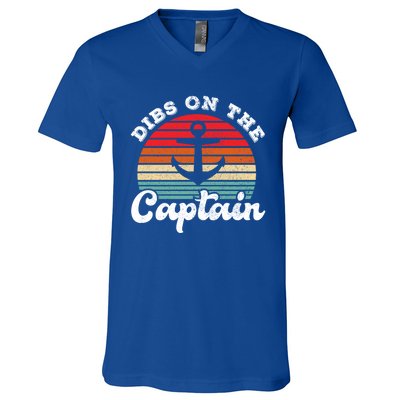 Retro Captain Wife Funny Dibs On The Captain Meaningful Gift V-Neck T-Shirt