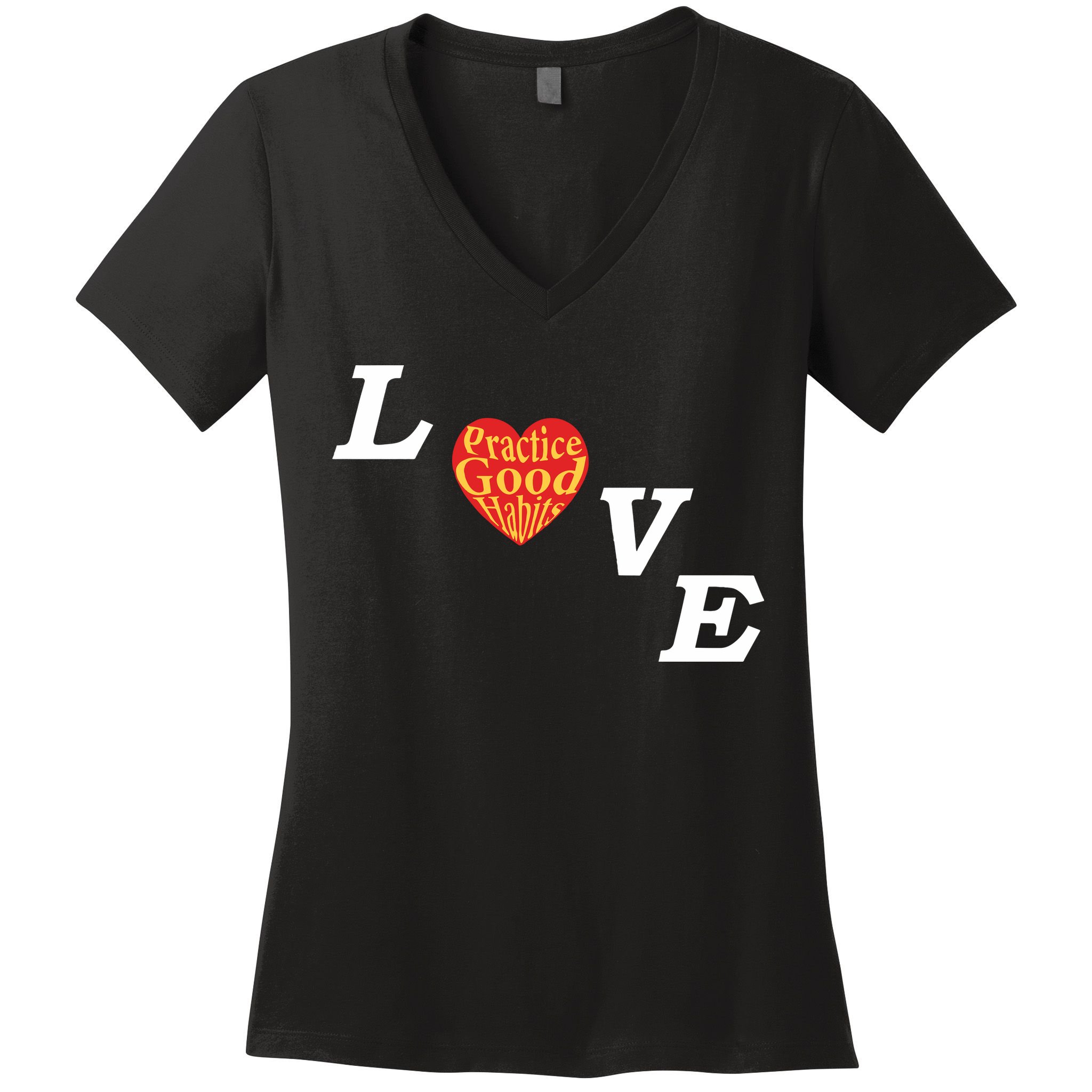 Ryan Clark Wearing Love Practice Good Habits Women's V-Neck T-Shirt