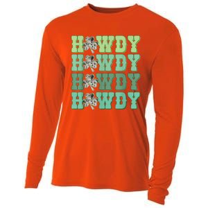 Retro Cowhide Western Howdy Happy St Patrick's Day Irish Shamrock Cooling Performance Long Sleeve Crew