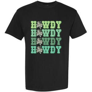 Retro Cowhide Western Howdy Happy St Patrick's Day Irish Shamrock Garment-Dyed Heavyweight T-Shirt