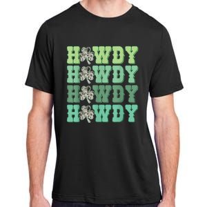 Retro Cowhide Western Howdy Happy St Patrick's Day Irish Shamrock Adult ChromaSoft Performance T-Shirt