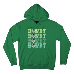 Retro Cowhide Western Howdy Happy St Patrick's Day Irish Shamrock Hoodie