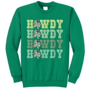 Retro Cowhide Western Howdy Happy St Patrick's Day Irish Shamrock Sweatshirt