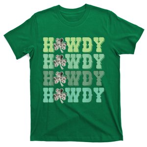 Retro Cowhide Western Howdy Happy St Patrick's Day Irish Shamrock T-Shirt