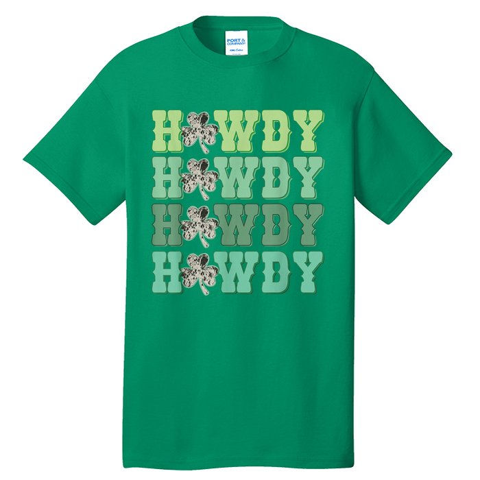 Retro Cowhide Western Howdy Happy St Patrick's Day Irish Shamrock Tall T-Shirt