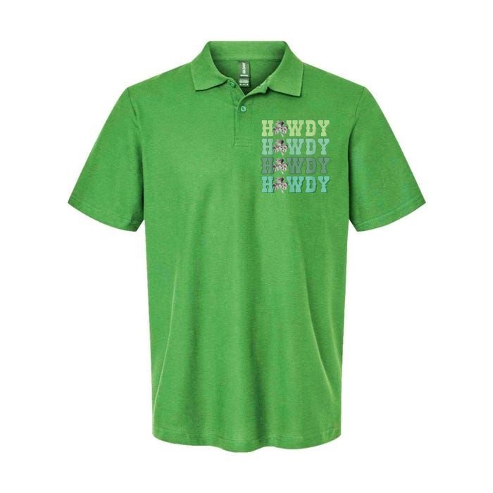 Retro Cowhide Western Howdy Happy St Patrick's Day Irish Shamrock Softstyle Adult Sport Polo