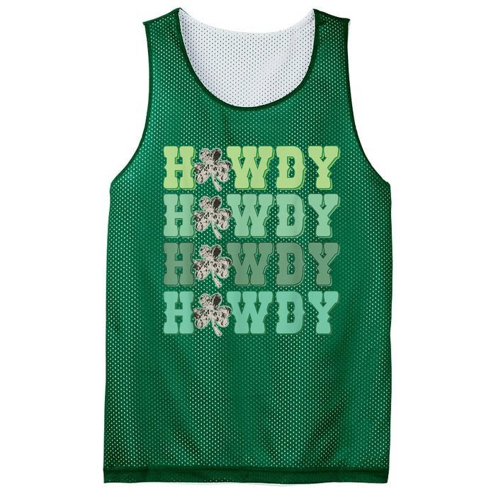 Retro Cowhide Western Howdy Happy St Patrick's Day Irish Shamrock Mesh Reversible Basketball Jersey Tank