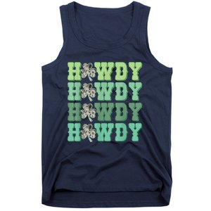 Retro Cowhide Western Howdy Happy St Patrick's Day Irish Shamrock Tank Top