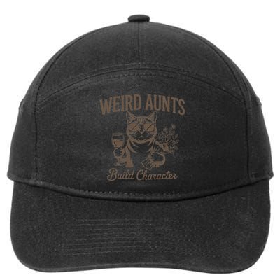 Retro Cat Weird Aunt Builds Character Funny Aunt Mothers 7-Panel Snapback Hat