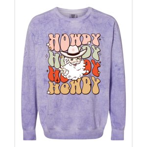 Retro Cute Western Christmas Howdy Santa Funny Xmas Costume Gift Colorblast Crewneck Sweatshirt