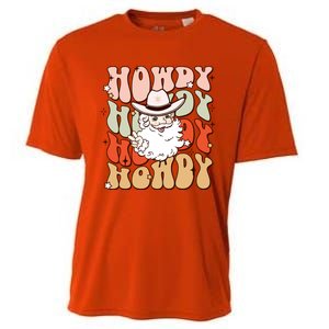 Retro Cute Western Christmas Howdy Santa Funny Xmas Costume Gift Cooling Performance Crew T-Shirt