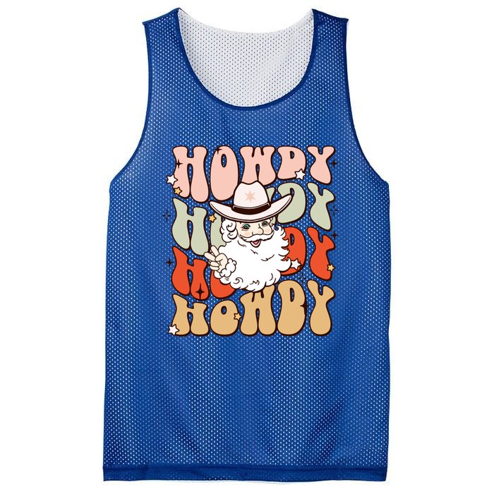 Retro Cute Western Christmas Howdy Santa Funny Xmas Costume Gift Mesh Reversible Basketball Jersey Tank