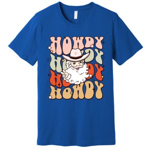 Retro Cute Western Christmas Howdy Santa Funny Xmas Costume Gift Premium T-Shirt