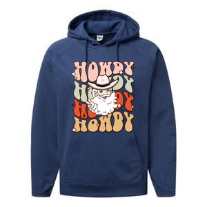 Retro Cute Western Christmas Howdy Santa Funny Xmas Costume Gift Performance Fleece Hoodie