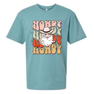 Retro Cute Western Christmas Howdy Santa Funny Xmas Costume Gift Sueded Cloud Jersey T-Shirt