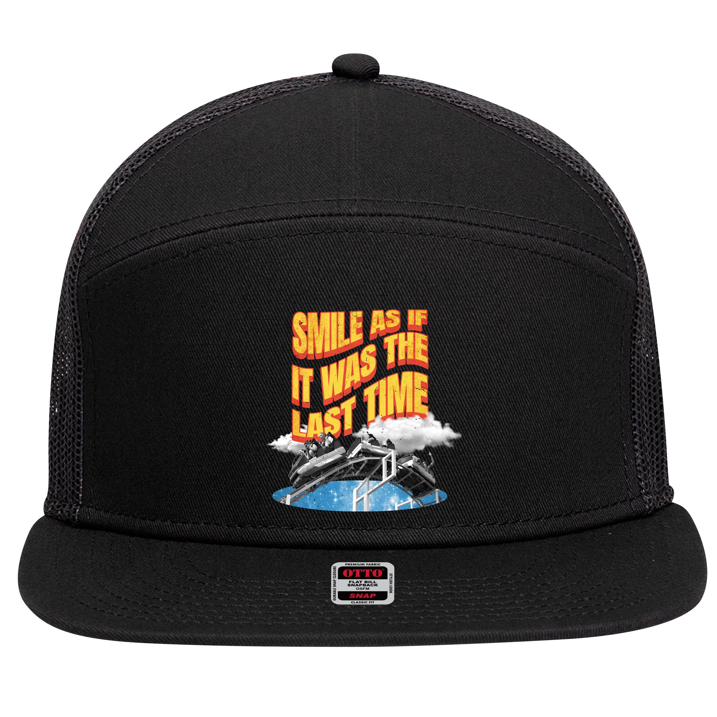Roller Coaster Wagons In The Sky 7 Panel Mesh Trucker Snapback Hat