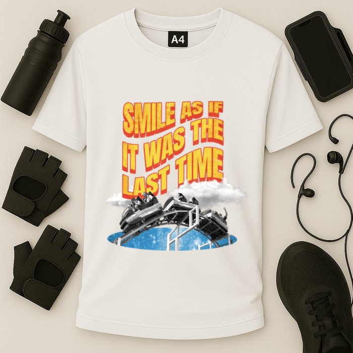 Roller Coaster Wagons In The Sky Cooling Performance Crew T-Shirt