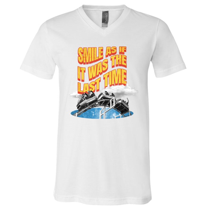 Roller Coaster Wagons In The Sky V-Neck T-Shirt