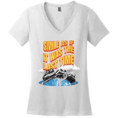 Roller Coaster Wagons In The Sky Women's V-Neck T-Shirt