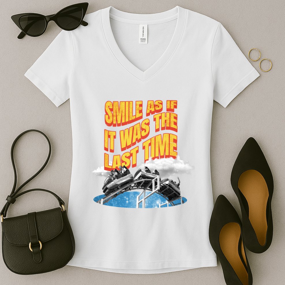 Roller Coaster Wagons In The Sky Women's V-Neck T-Shirt