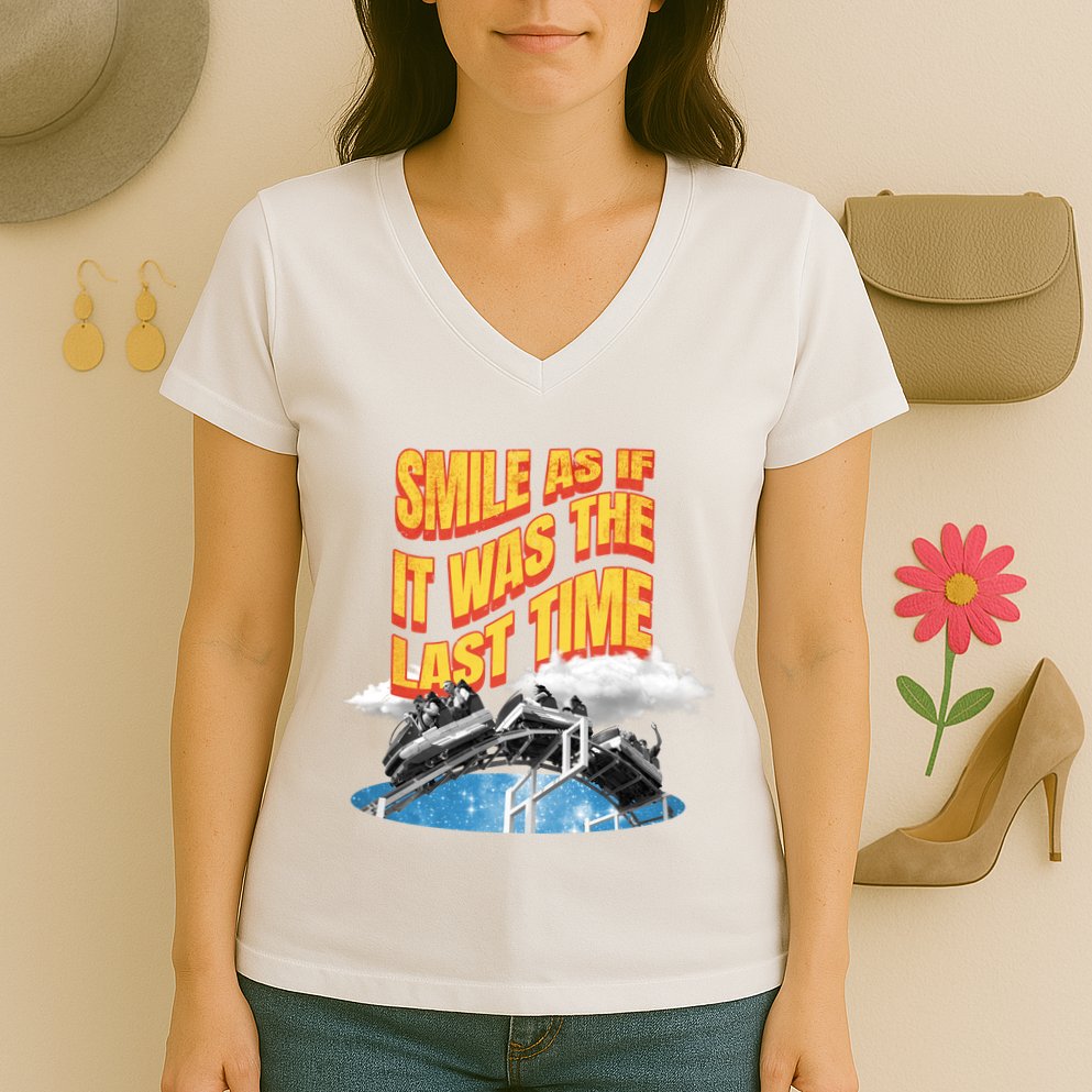 Roller Coaster Wagons In The Sky Women's V-Neck T-Shirt