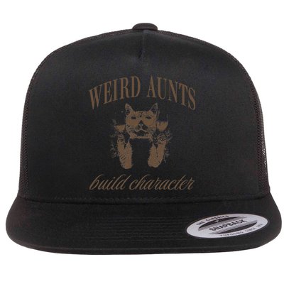Retro Cat Weird Aunt Builds Character Funny Aunt Mothers Flat Bill Trucker Hat