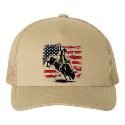 Rodeo Cowboy Western Usa Flag Cow Vintage Yupoong Adult 5-Panel Trucker Hat