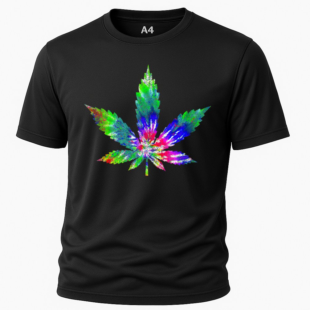 Retro Cannabis Weed Tie Dye Marijuana Smoke Weed Leaf Performance Shirt