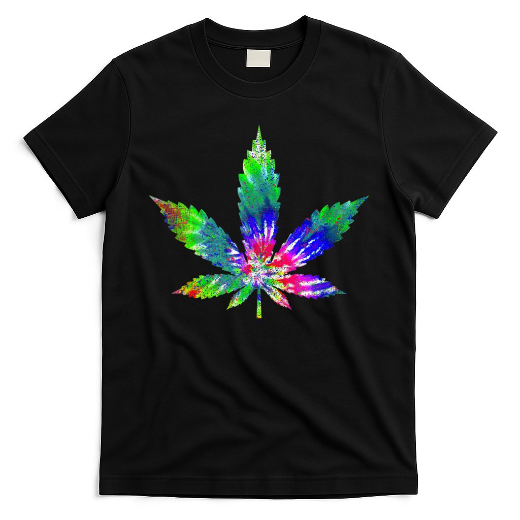 Retro Cannabis Weed Tie Dye Marijuana Smoke Weed Leaf T-Shirt