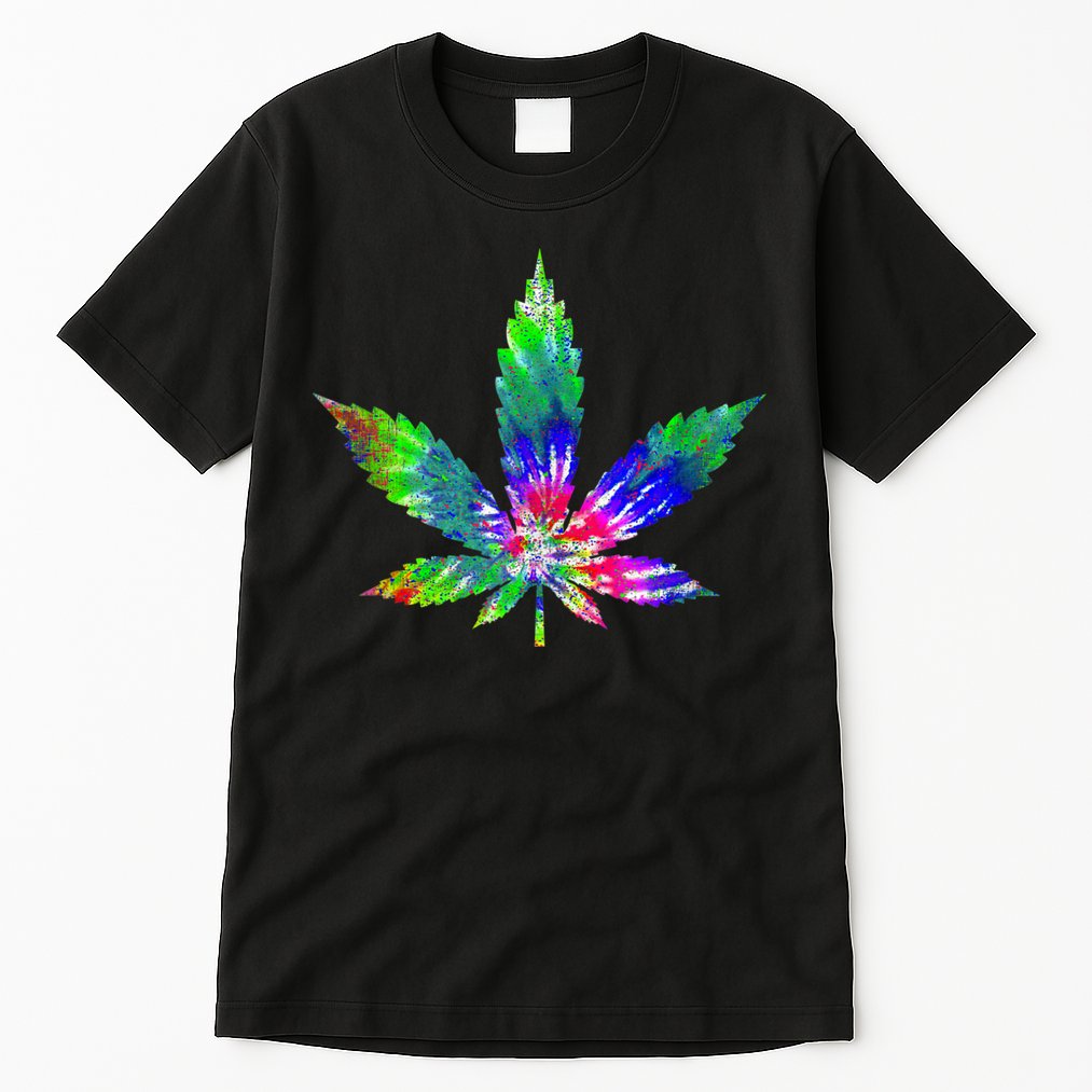 Retro Cannabis Weed Tie Dye Marijuana Smoke Weed Leaf Tall T-Shirt