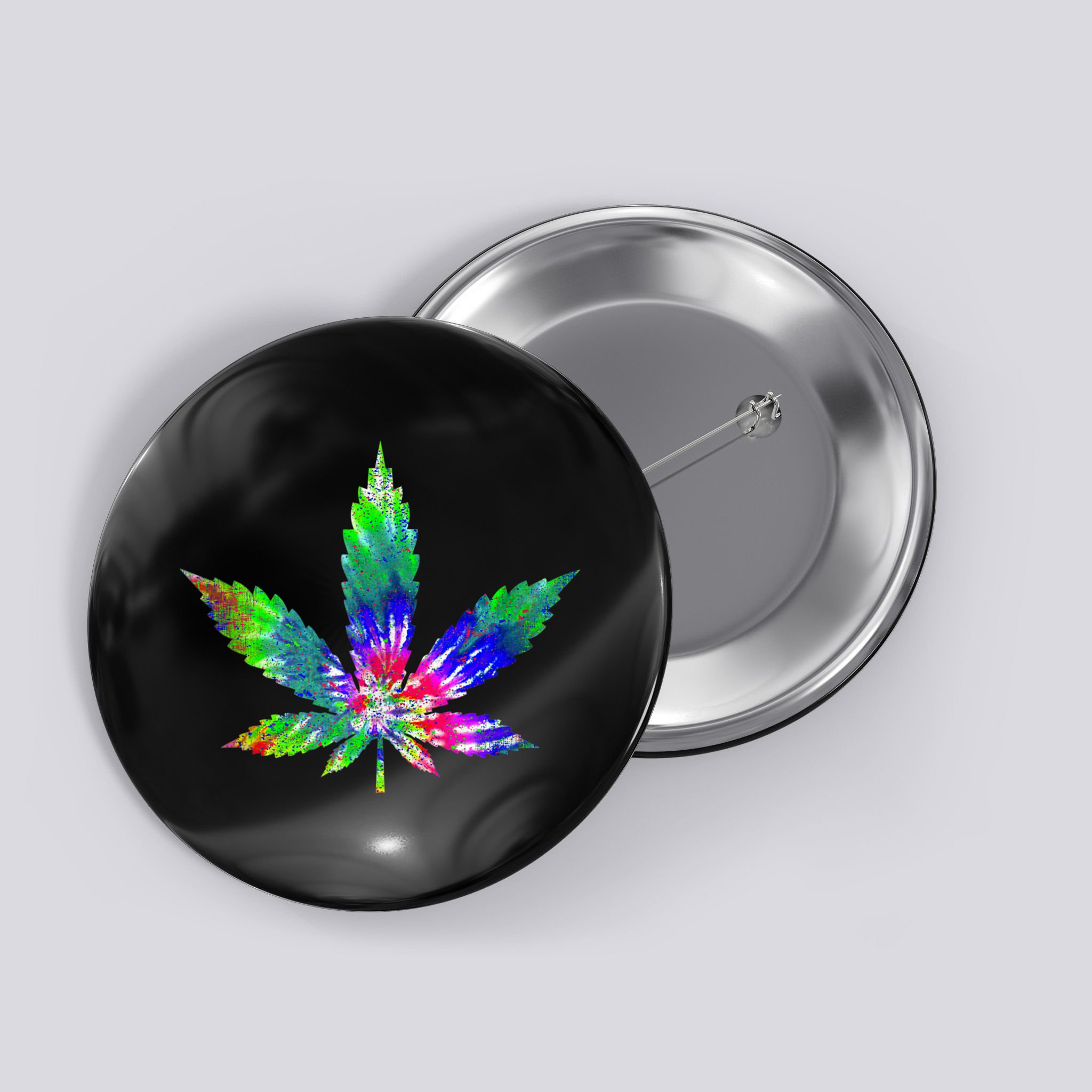 Retro Cannabis Weed Tie Dye Marijuana Smoke Weed Leaf Button