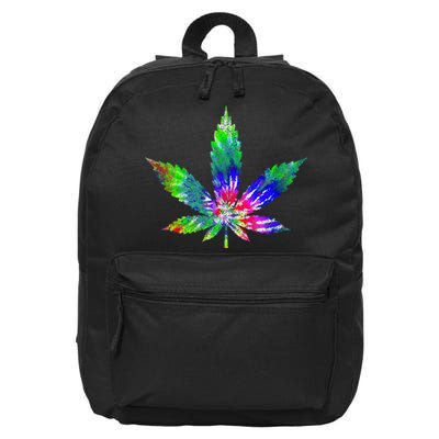 Retro Cannabis Weed Tie Dye Marijuana Smoke Weed Leaf 16 in Basic Backpack