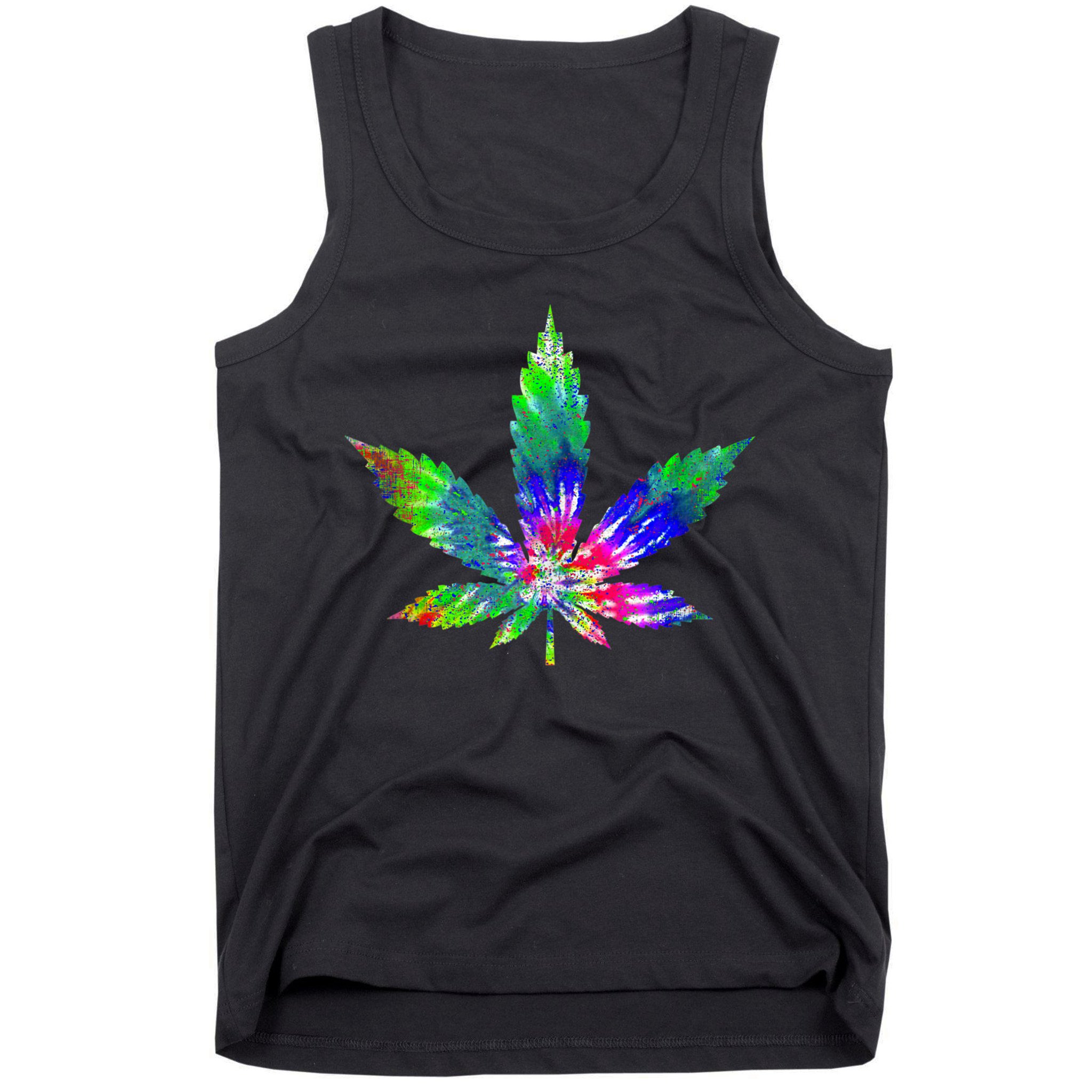 Retro Cannabis Weed Tie Dye Marijuana Smoke Weed Leaf Tank Top